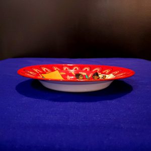 Painted flat dish red-