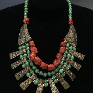 Old brass panther coral beaded