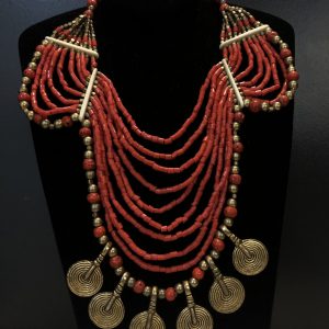Coral brass old necklace